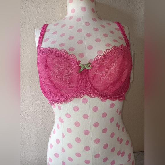 Pink and Green Polka Dot Bra Intimates - Picture 1 of 8